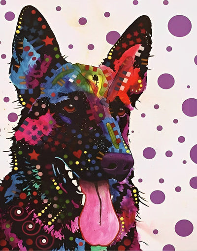 Chien Berger Allemand avec des Taches Foncées Broderie Diamant
