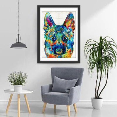 Chien Berger Allemand Coloré Broderie Diamant