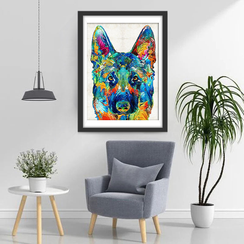 Chien Berger Allemand Coloré Broderie Diamant