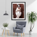Chien Bouledogue à la Toilette Animal Broderie Diamant