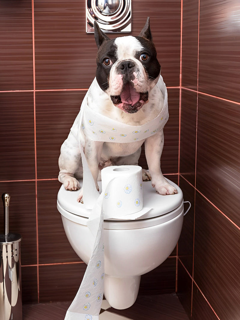 Chien Bouledogue à la Toilette Animal Broderie Diamant