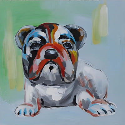 Chien Bouledogue au Faciès Particulier Broderie Diamant