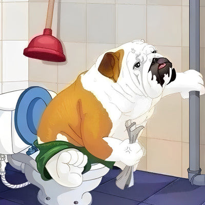 Chien Bouledogue aux Toilettes Broderie Diamant