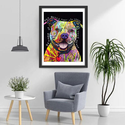 Chien Bouledogue Coloré Broderie Diamant
