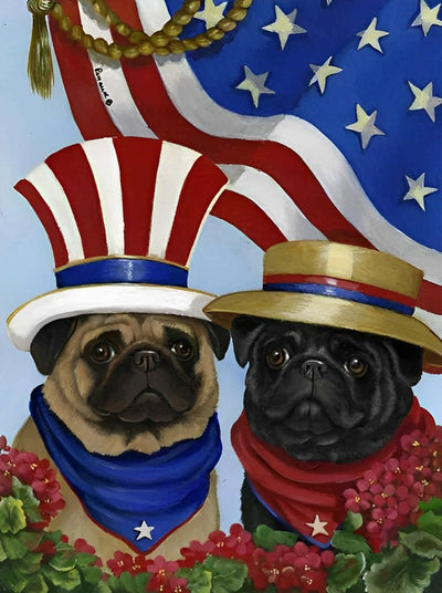 Chien Carlin aux Etats-Unis Broderie Diamant