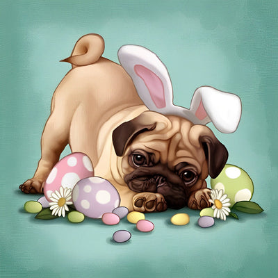 Chien Carlin de Pâques Broderie Diamant