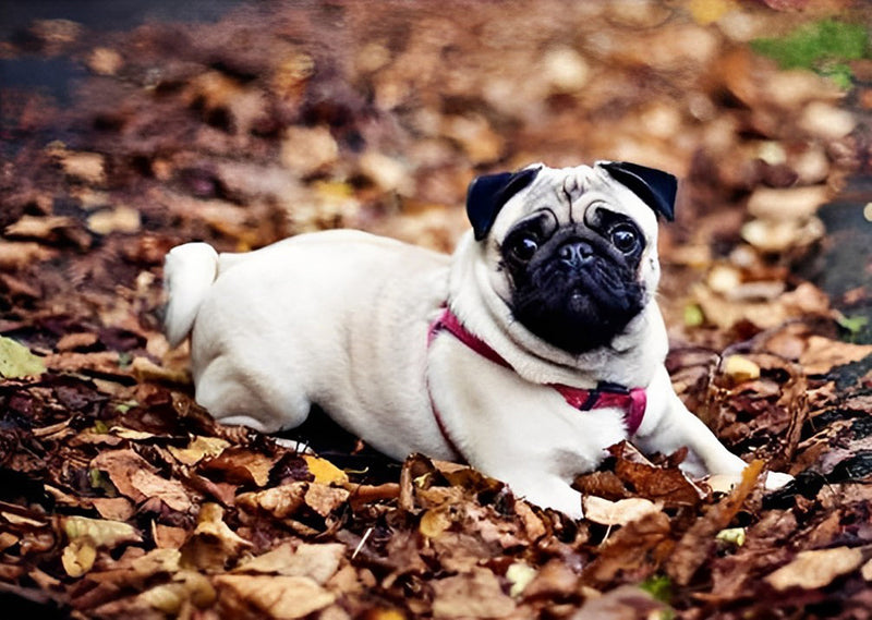 Chien Carlin et Feuilles d&