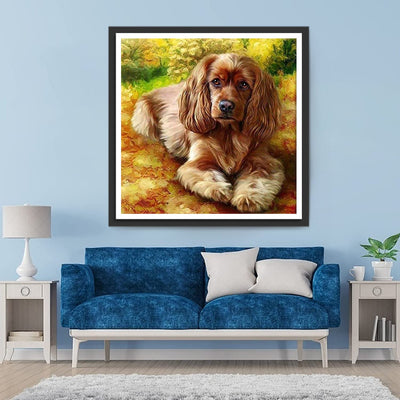 Chien Cocker Doré Broderie Diamant