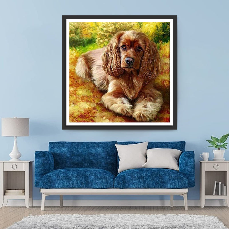 Chien Cocker Doré Broderie Diamant