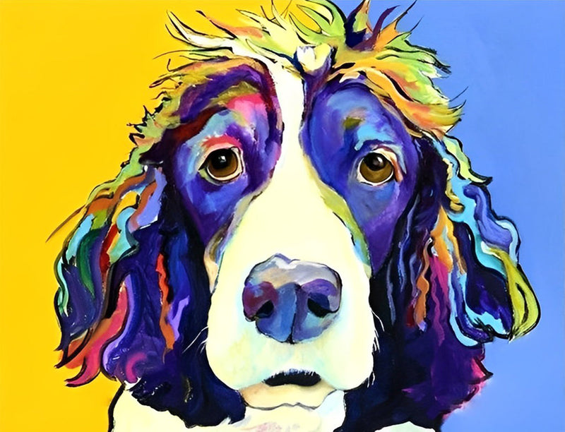 Chien Coloré en Couleurs Pop Broderie Diamant