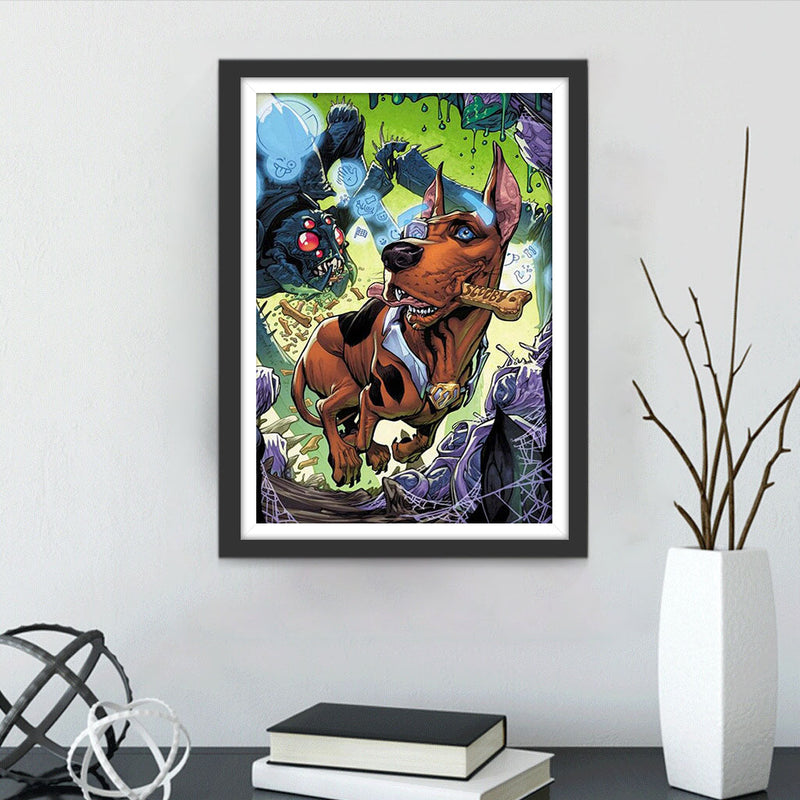 Chien Dobermann Marron-Roux Courant Broderie Diamant