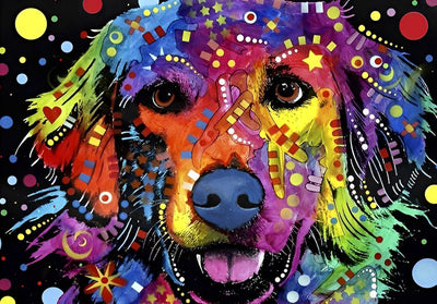 Chien Golden Retriever Coloré Broderie Diamant