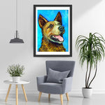 Chien Orange Tirant la Langue Broderie Diamant