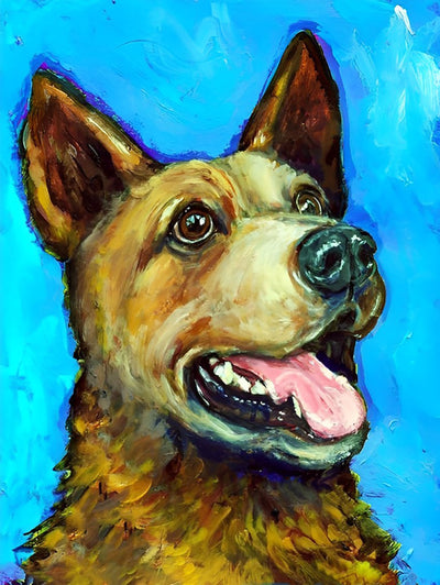 Chien Orange Tirant la Langue Broderie Diamant