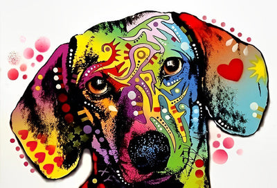 Chien Penché de la Tête en Couleurs Pop Broderie Diamant