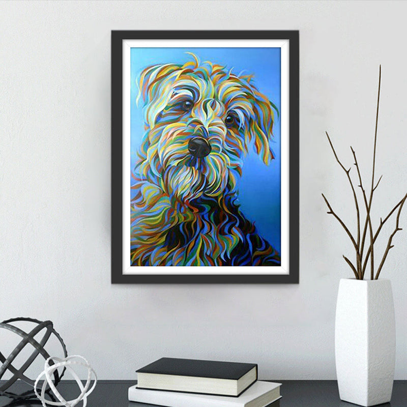 Chien Schnauzer Multicolore Broderie Diamant