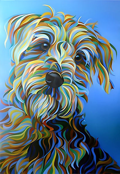 Chien Schnauzer Multicolore Broderie Diamant