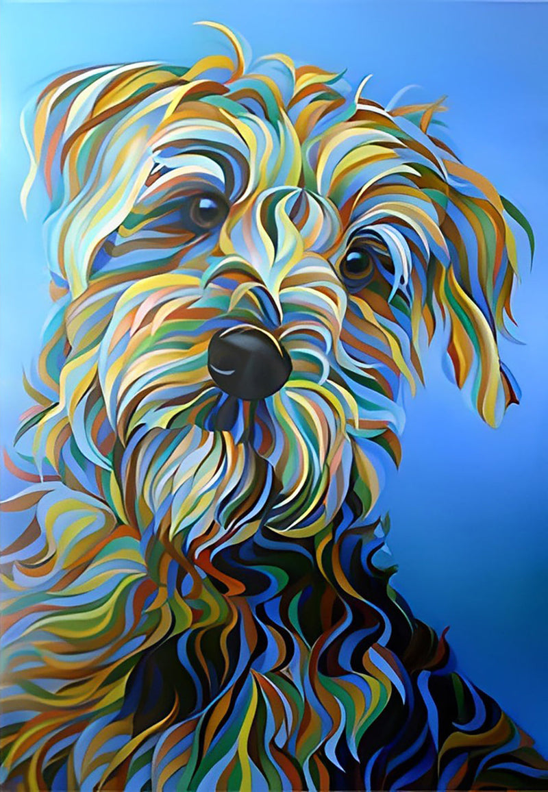 Chien Schnauzer Multicolore Broderie Diamant