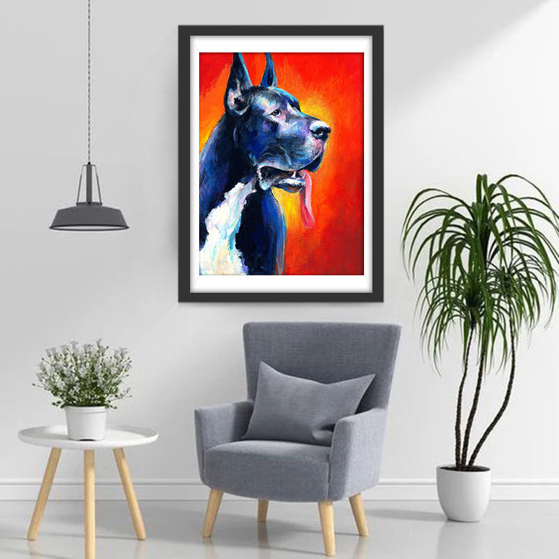 Chien Sot Blanc et Noir Broderie Diamant