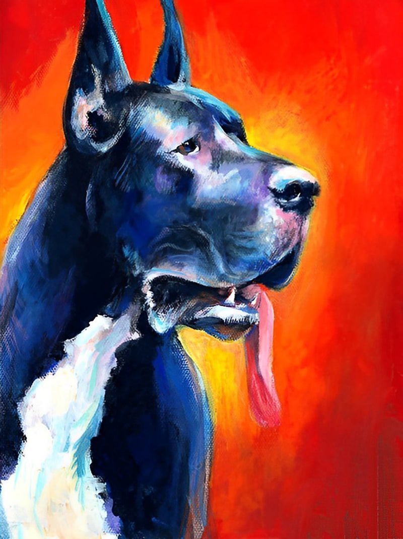 Chien Sot Blanc et Noir Broderie Diamant