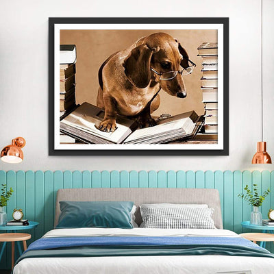 Chien Teckel Lecteur Broderie Diamant