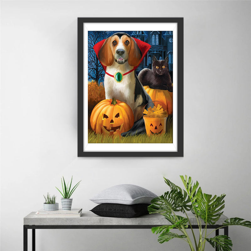Chien Vampire et Chat Noir Broderie Diamant