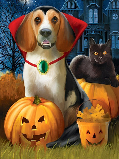Chien Vampire et Chat Noir Broderie Diamant