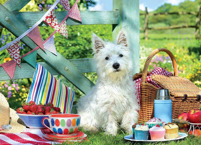 Chien Westie en Pique-Nique Broderie Diamant
