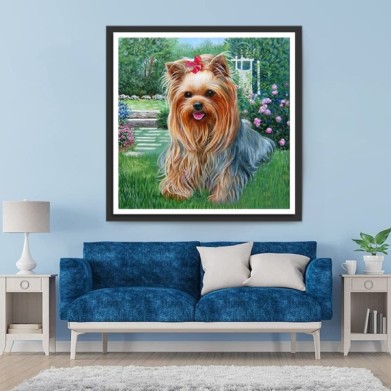 Chien Yorkshire Terrier avec Nœud Papillon Broderie Diamant