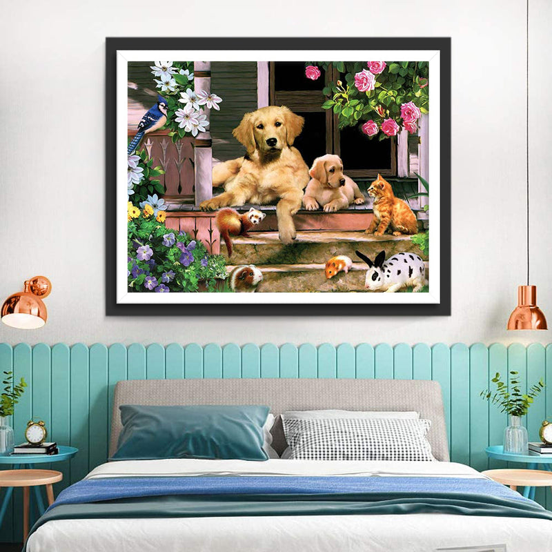 Chiens Golden Retriever et Autres Animaux Broderie Diamant
