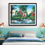 Chiens Golden Retriever Jouant dans l'Eau Broderie Diamant