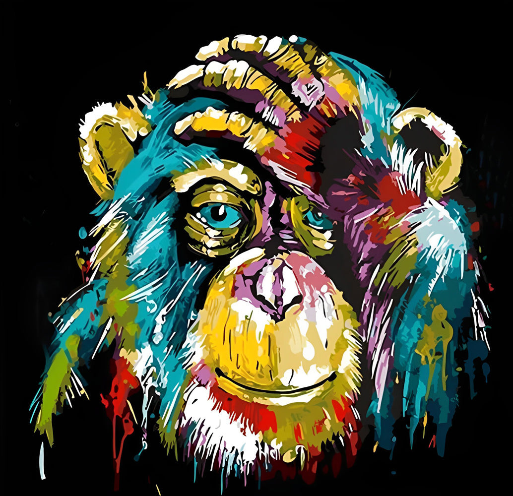 Chimpanzé Touchant la Tête Broderie Diamant