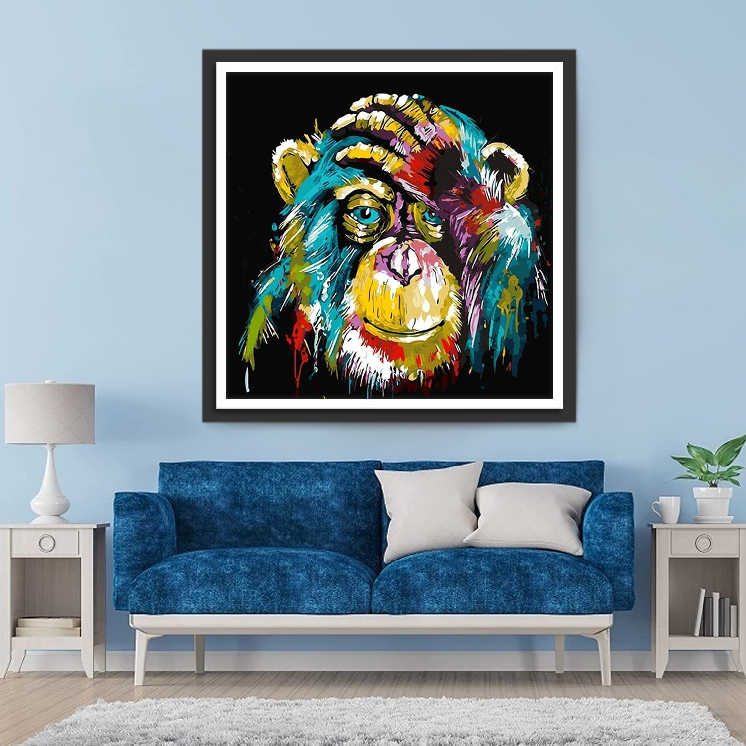 Chimpanzé Touchant la Tête Broderie Diamant