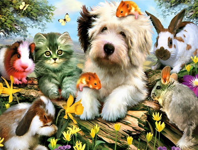 Chiot, Chaton et Lapins Broderie Diamant