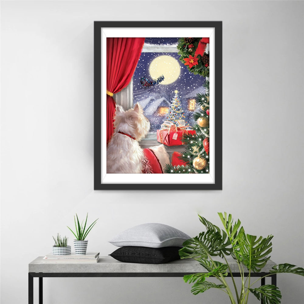 Chiot de Noël et les Neiges Broderie Diamant