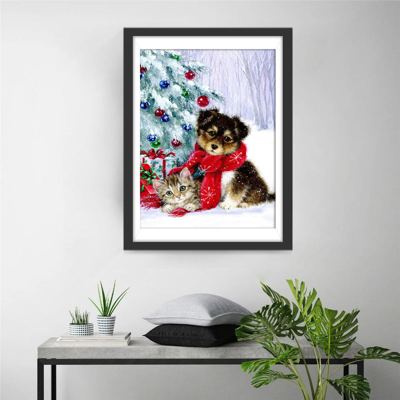Chiot et Chaton Adorables Broderie Diamant