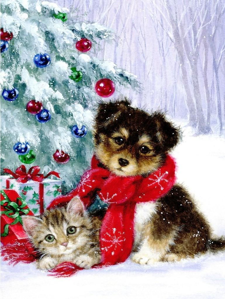 Chiot et Chaton Adorables Broderie Diamant