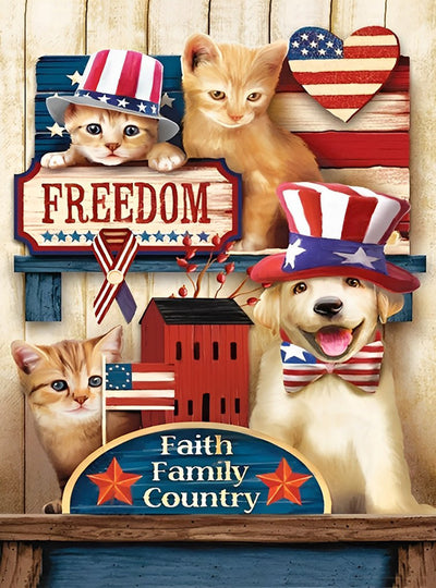 Chiot et Chatons au Etats-Unis Broderie Diamant