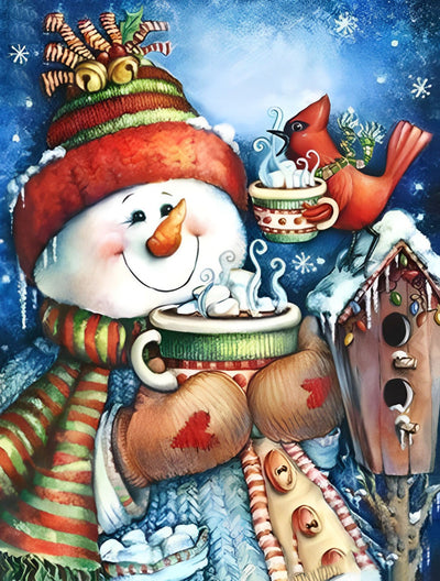 Chocolat et Bonhomme de Neige Broderie Diamant