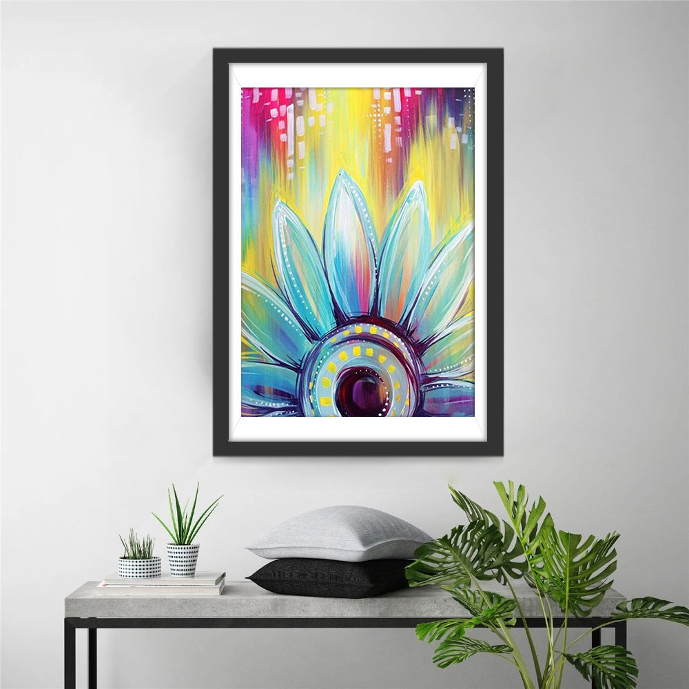 Chrysanthème Bleu Broderie Diamant