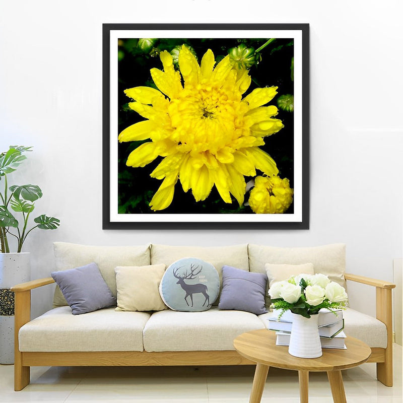 Chrysanthème Jaune Broderie Diamant