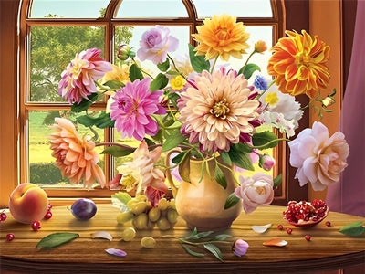 Chrysanthèmes Colorés Broderie Diamant