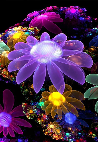 Chrysanthèmes Enormes Colorés Broderie Diamant