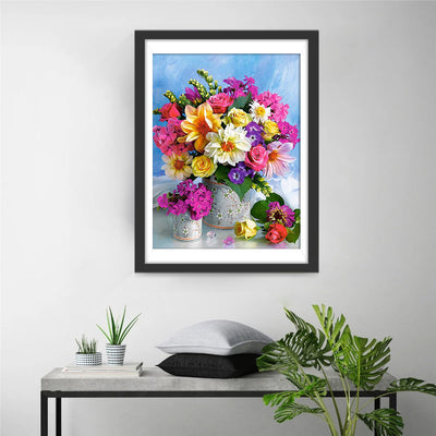 Chrysanthèmes Multicolores Broderie Diamant