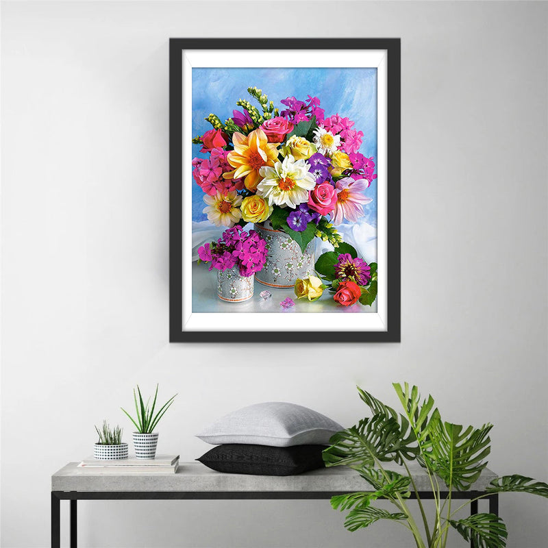 Chrysanthèmes Multicolores Broderie Diamant