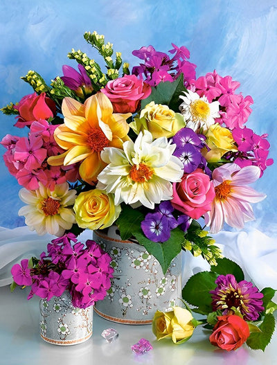 Chrysanthèmes Multicolores Broderie Diamant