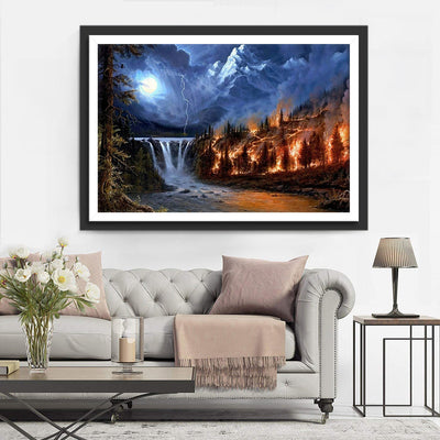 Chute d'Eau et Flamme Broderie Diamant