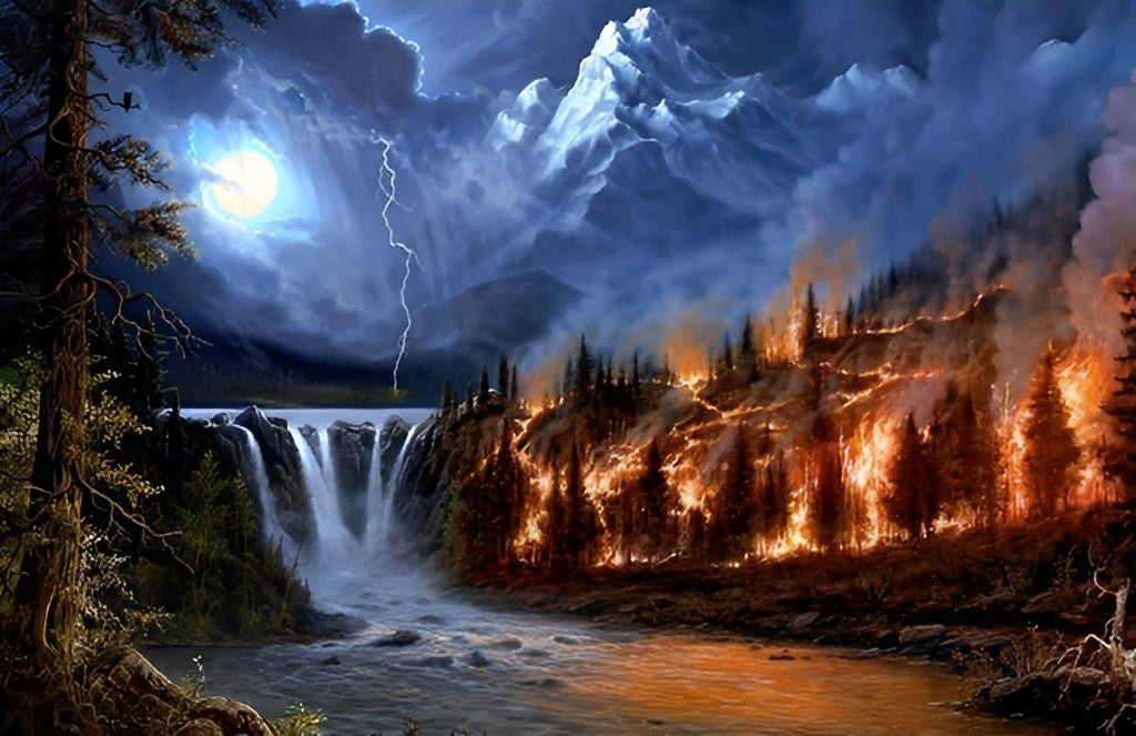 Chute d'Eau et Flamme Broderie Diamant