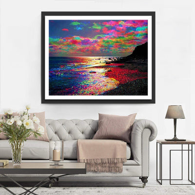 Ciel avec des Nuages Colorés Broderie Diamant