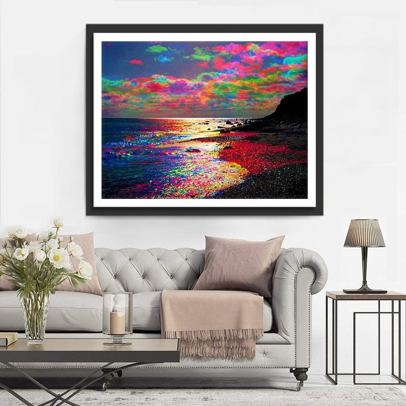 Ciel avec des Nuages Colorés Broderie Diamant